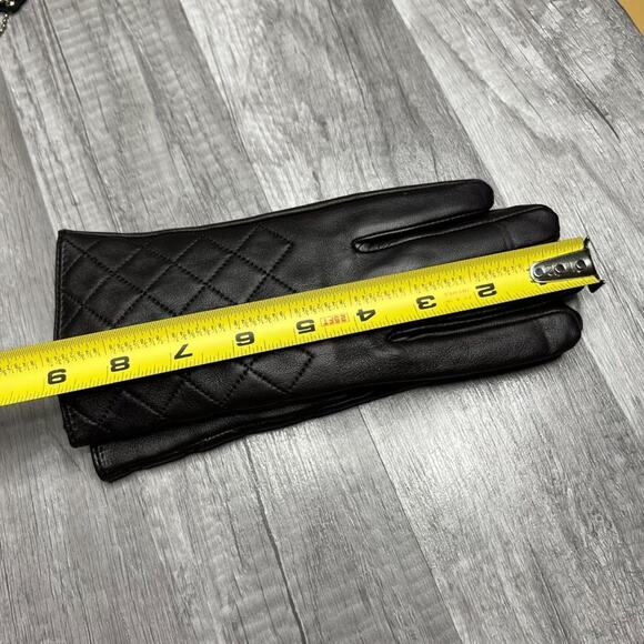 Nwot Leather Quilted Fleece Lined Gloves Dark Brown Women’s Small-Medium - Picture 3 of 5